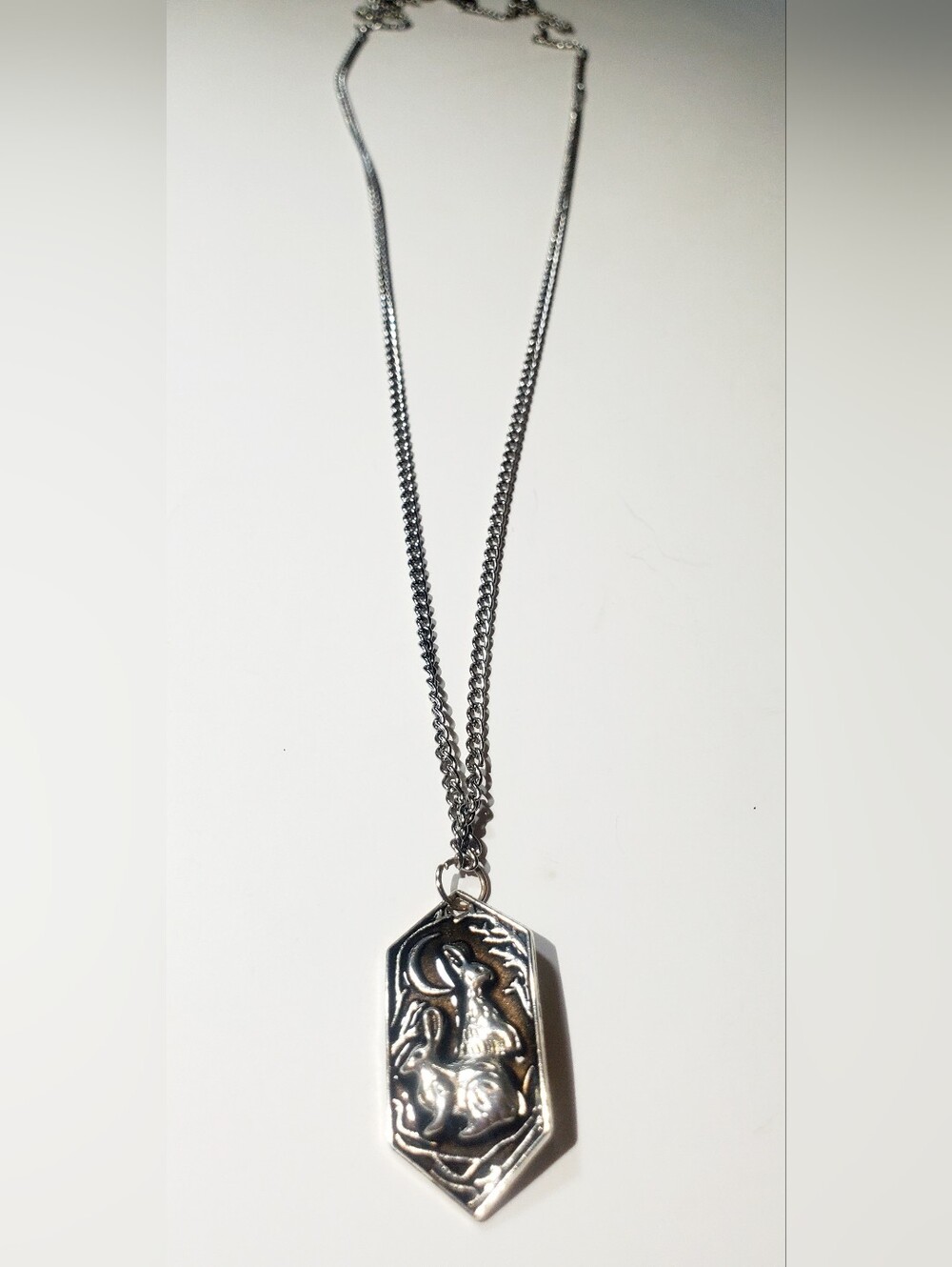 Sterling Silver Tone Rabbit Pendant Necklace - Silver